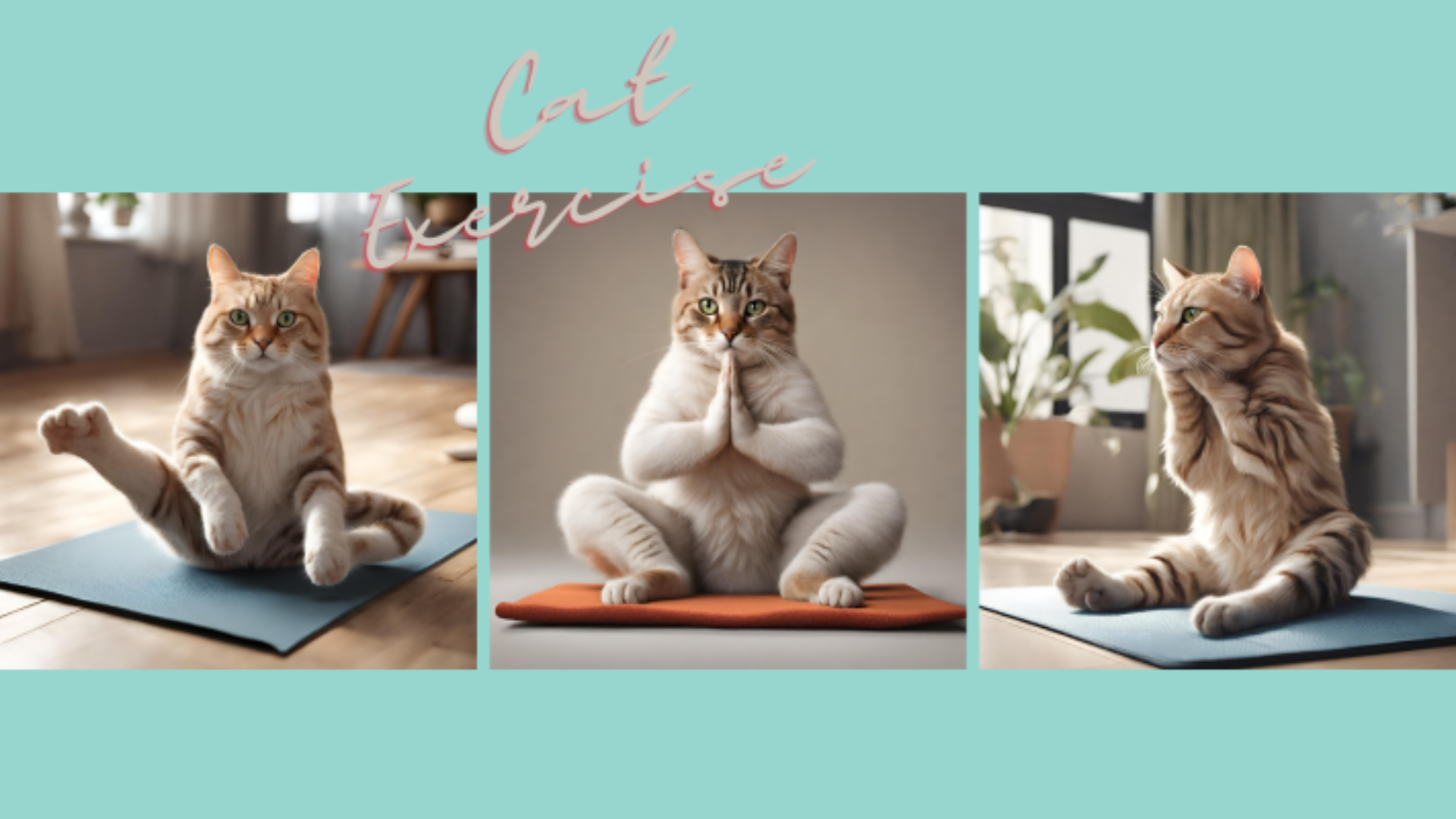 3 cats in yoga positions