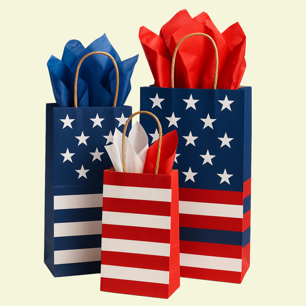 A collection of patriotic looking gift bags