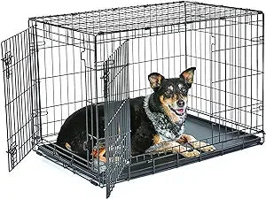 New World Newly Enhanced Double Door New World Dog Crate, Includes Leak-Proof Pan, Floor Protecting Feet, & New Patented