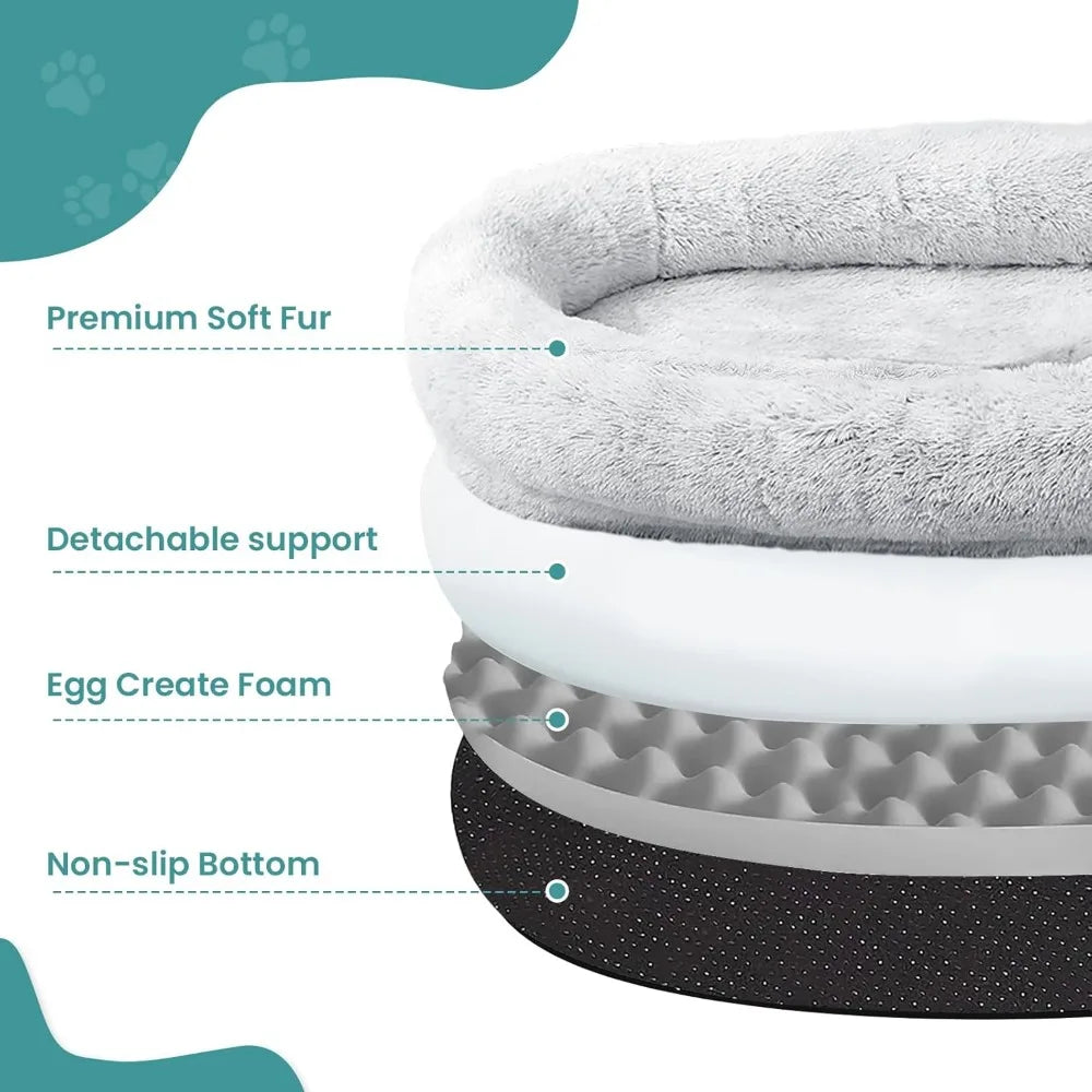 JOLLYVOGUE Human Dog Bed for Adults and Pets, Ultra-Soft Plush Giant Dog Bed with Egg Crate Foam, Non-Slip Base