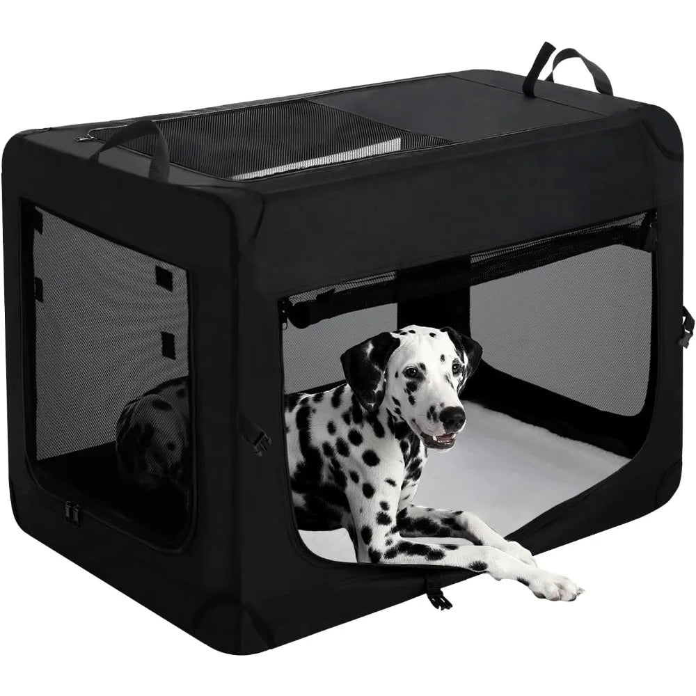 24 inch 3-Door Collapsible Dog Crate for Small Dogs, Portable Dog Travel Crate for Indoor & Outdoor, Soft Side Puppy Foldable Ke