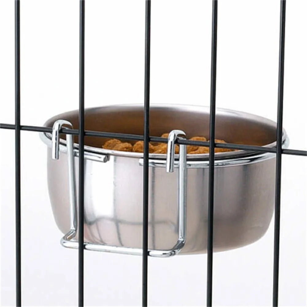 Stainless Steel Pet Bowl Cage Hanging Cat Dog Puppy Crate Food Water Bowl Dog Feeders Pet Products