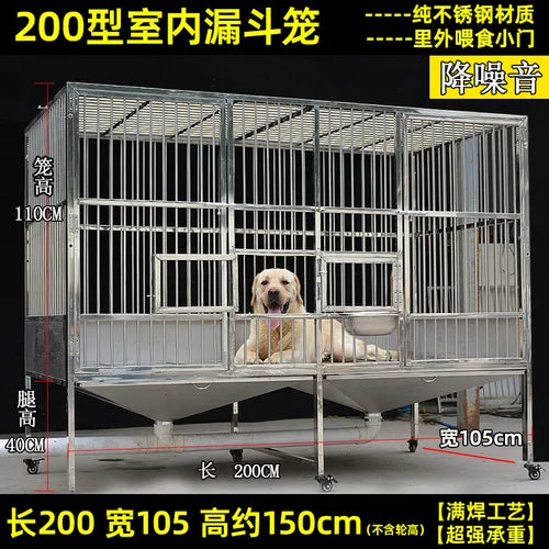 Stainless Steel Dog Crate Medium Large Dog Thick Dog Cage with Toilet Funnel Big Dog Cage