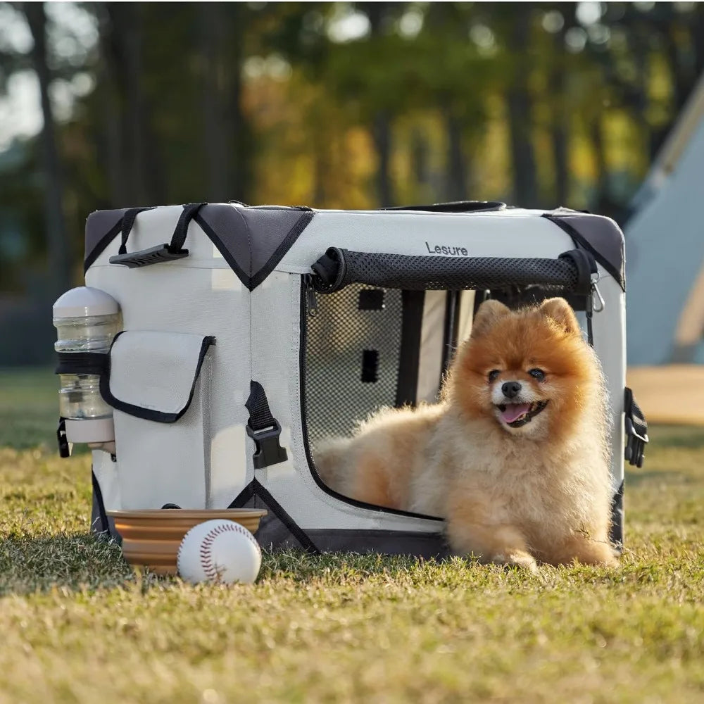 Lesure Collapsible Dog Crate - Portable Dog Travel Crate Kennel for Extra Small Dog, 4-Door Pet Crate with Durable Mesh Windows,