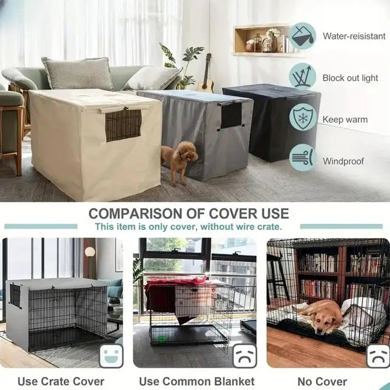 Pet Cage Cover Oxford Dog Kennel Cover Rainproof Dust Covers Outdoor Universal Dog Wire Crate Cover Waterproof Sun Protection