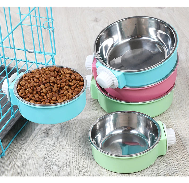 Removable/Hanging Crate Water or Food Bowl by side of a dog crate