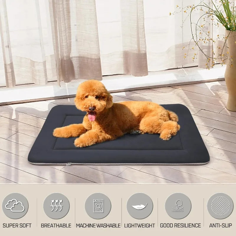 Extra Large Dog Bed Soft Dog Crate Pad Dog Mat, Jumbo 48 Inches Machine Washable Pet Bed Kennel Pad with Non-Slip Bottom