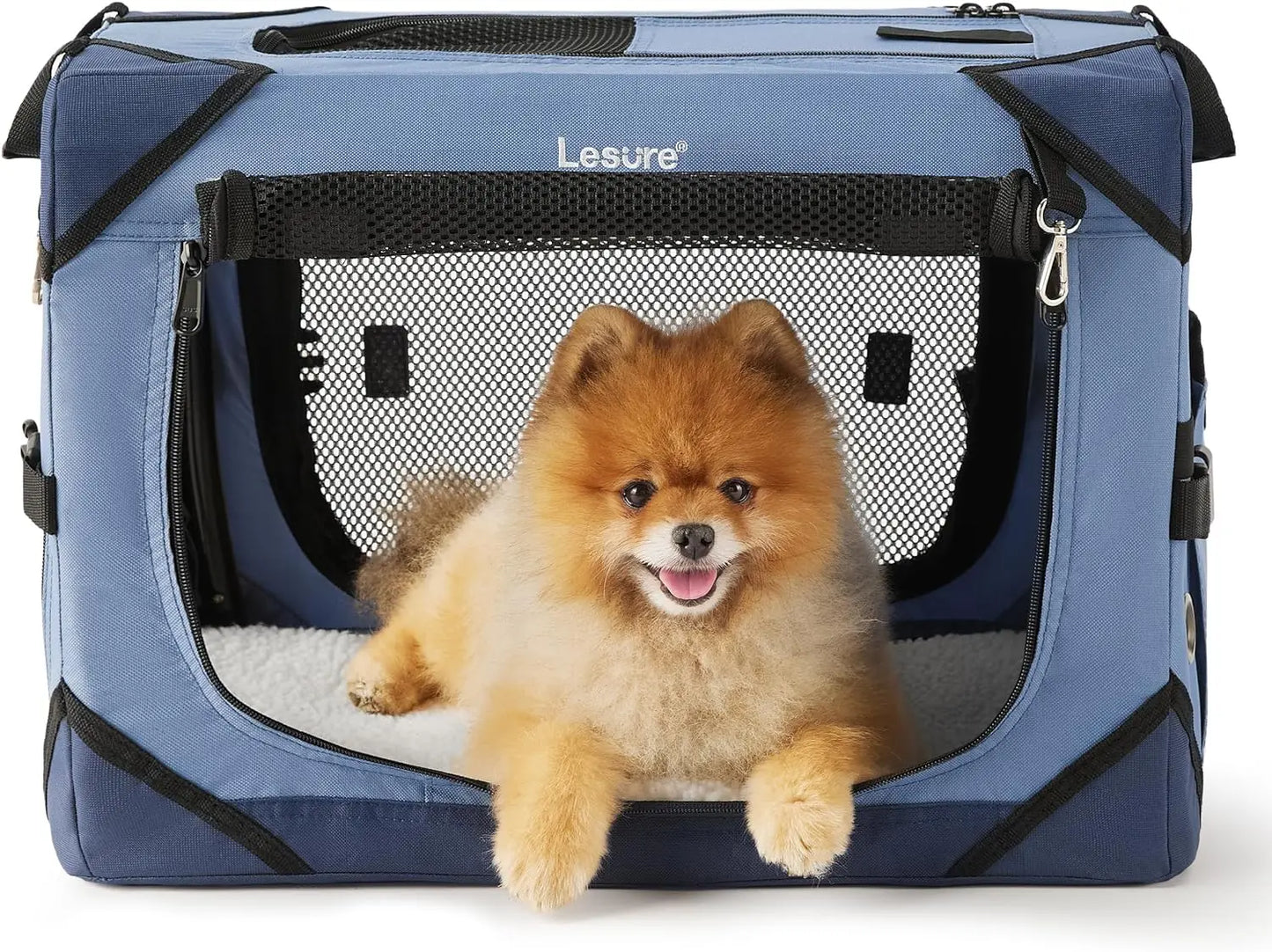 Lesure Collapsible Dog Crate - Portable Dog Travel Crate Kennel for Extra Small Dog, 4-Door Pet Crate with Durable Mesh Windows,