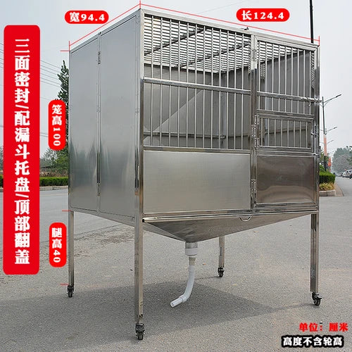 Stainless Steel Dog Crate Medium Large Dog Thick Dog Cage with Toilet Funnel Big Dog Cage