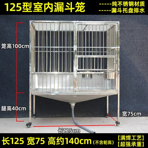 Stainless Steel Dog Crate Medium Large Dog Thick Dog Cage with Toilet Funnel Big Dog Cage