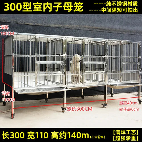 Stainless Steel Dog Crate Medium Large Dog Thick Dog Cage with Toilet Funnel Big Dog Cage