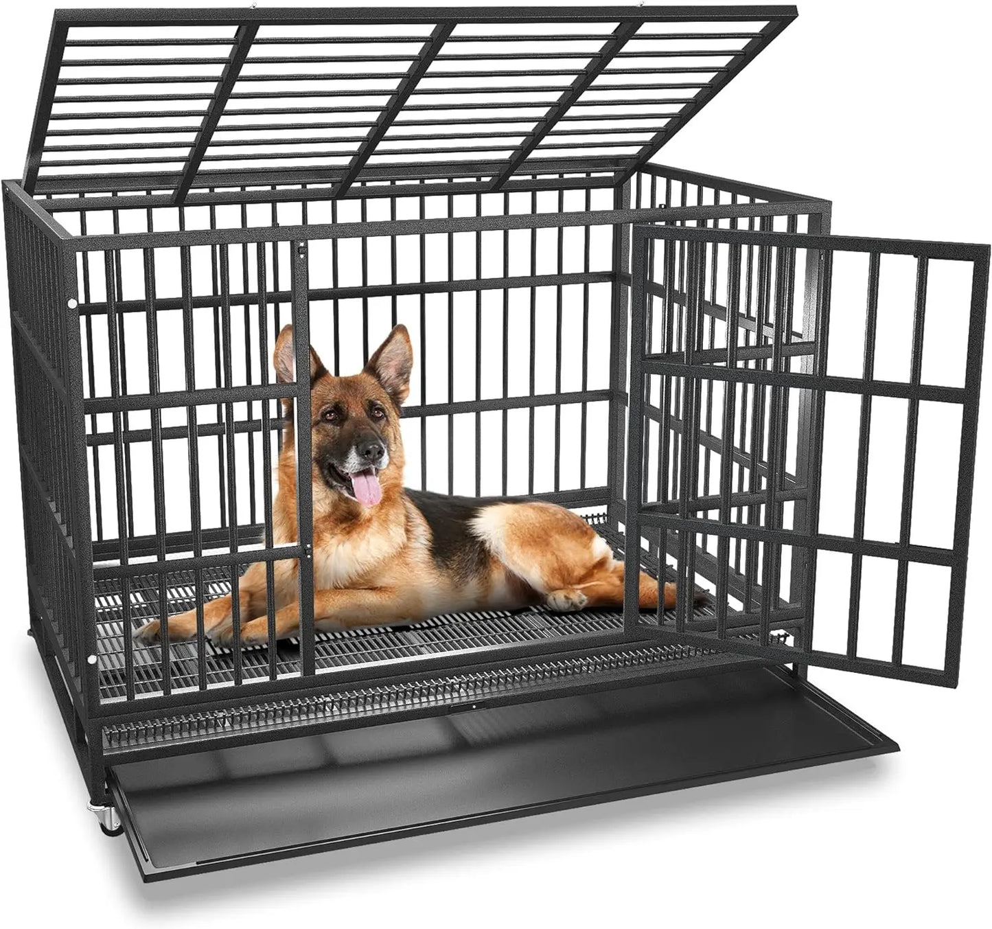 BOLDBONE 48/42/38 Inch Heavy Duty Indestructible and Escape-Proof Dog Crate Cage Kennel for Large Dogs, High Anxiety Dog Crate