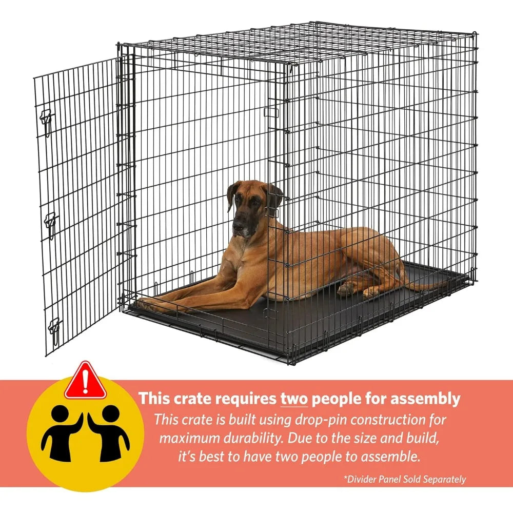 Ginormous Single Door 54-Inch Dog Crate for XXL Dogs Breeds; Great Dane, Mastiff, St. Bernard，Black: SL54