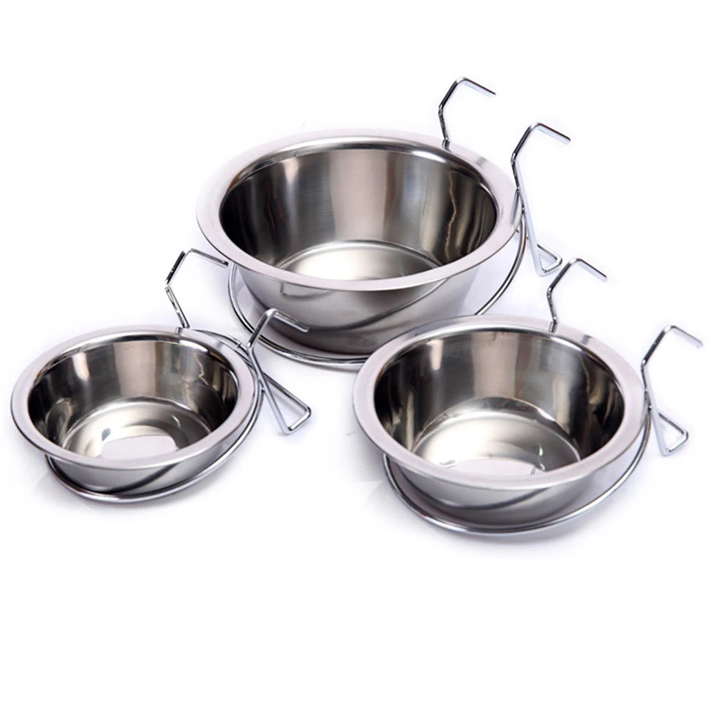 Stainless Steel Pet Bowl Cage Hanging Cat Dog Puppy Crate Food Water Bowl Dog Feeders Pet Products