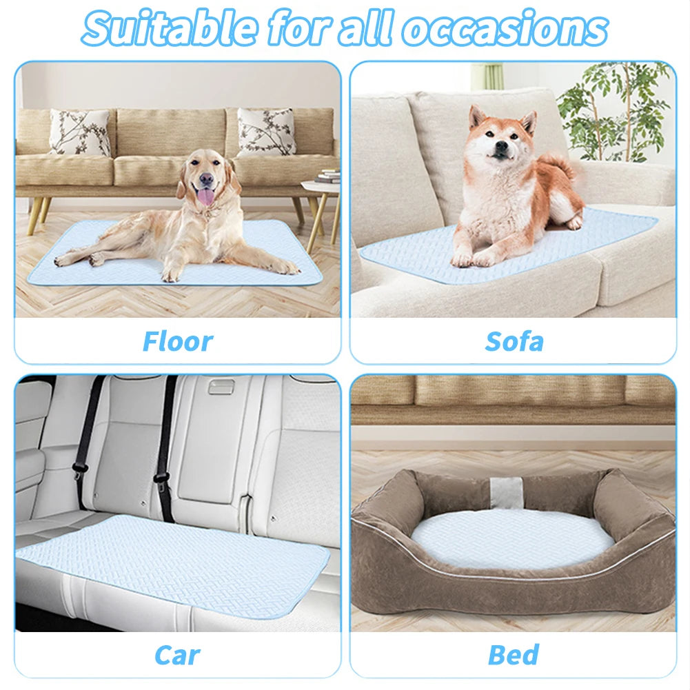 Dog Cooling Mat Summer Self Cooling Pad For Medium Large Dogs Cats Quick-drying Washable Reusable Pet Cool Bed Pad Crates Beds