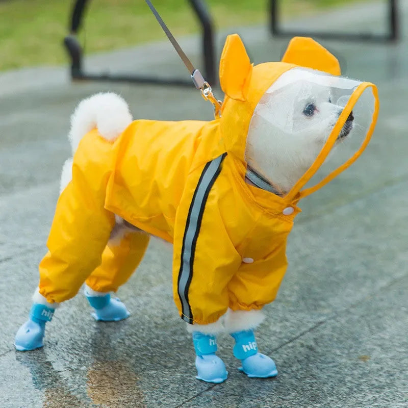 Dog Raincoat Dog Raincoat Pet Clothes for Chihuahua Maltese Full Body Waterproof Dog Raincoat with Leash Attachment