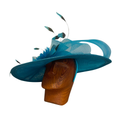 Teal Sinamay Occasion Hat with Floral & Feather Trim