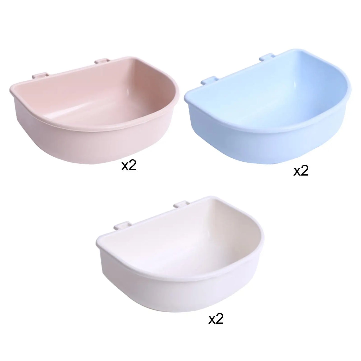 2Pcs Crate Dog Bowls for Wire Cages or Crates Multipurpose Travel Pet Carrier