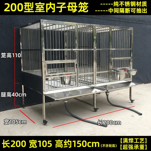 Stainless Steel Dog Crate Medium Large Dog Thick Dog Cage with Toilet Funnel Big Dog Cage