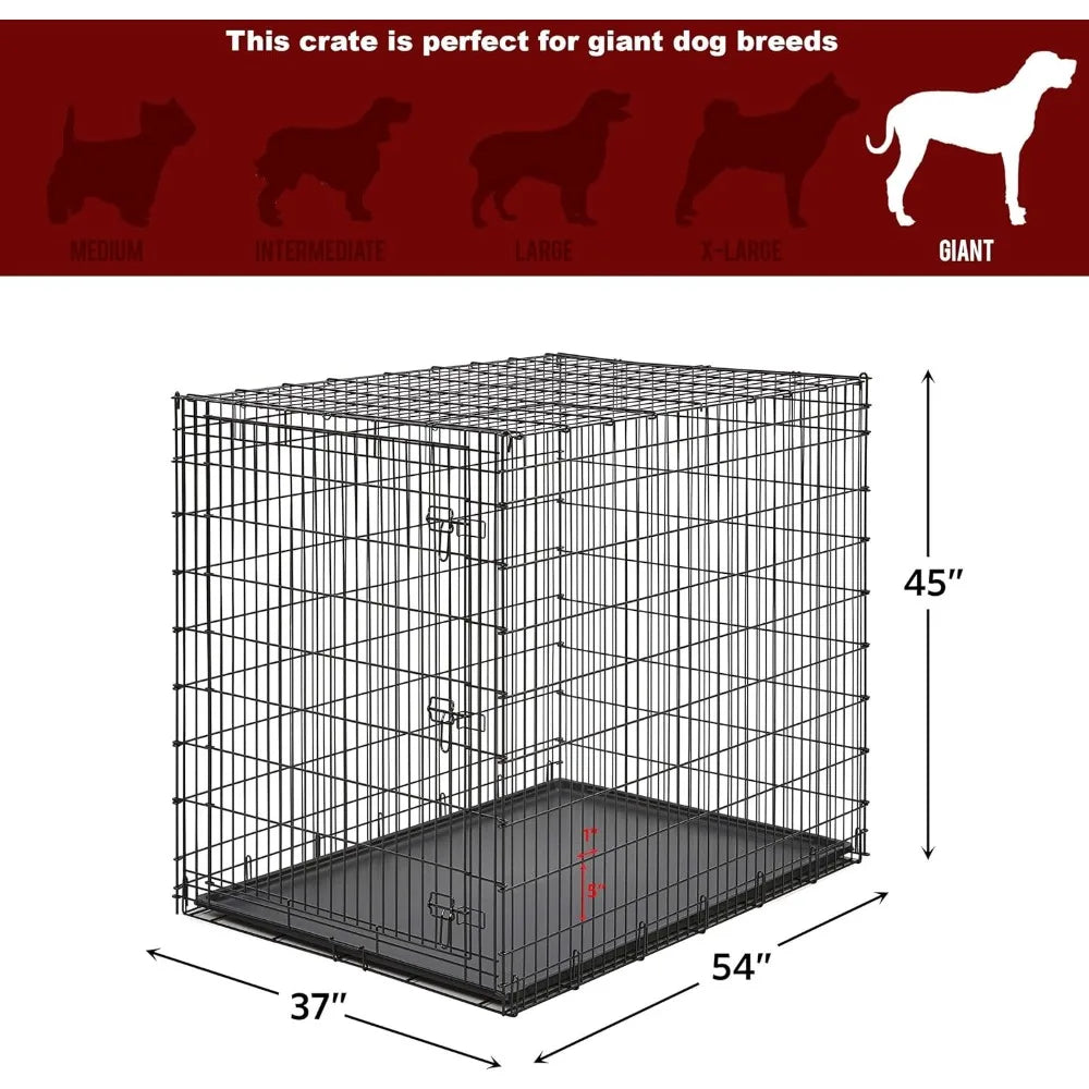 Ginormous Single Door 54-Inch Dog Crate for XXL Dogs Breeds; Great Dane, Mastiff, St. Bernard，Black: SL54