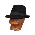 Black 100 % Wool Handmade Trilby front