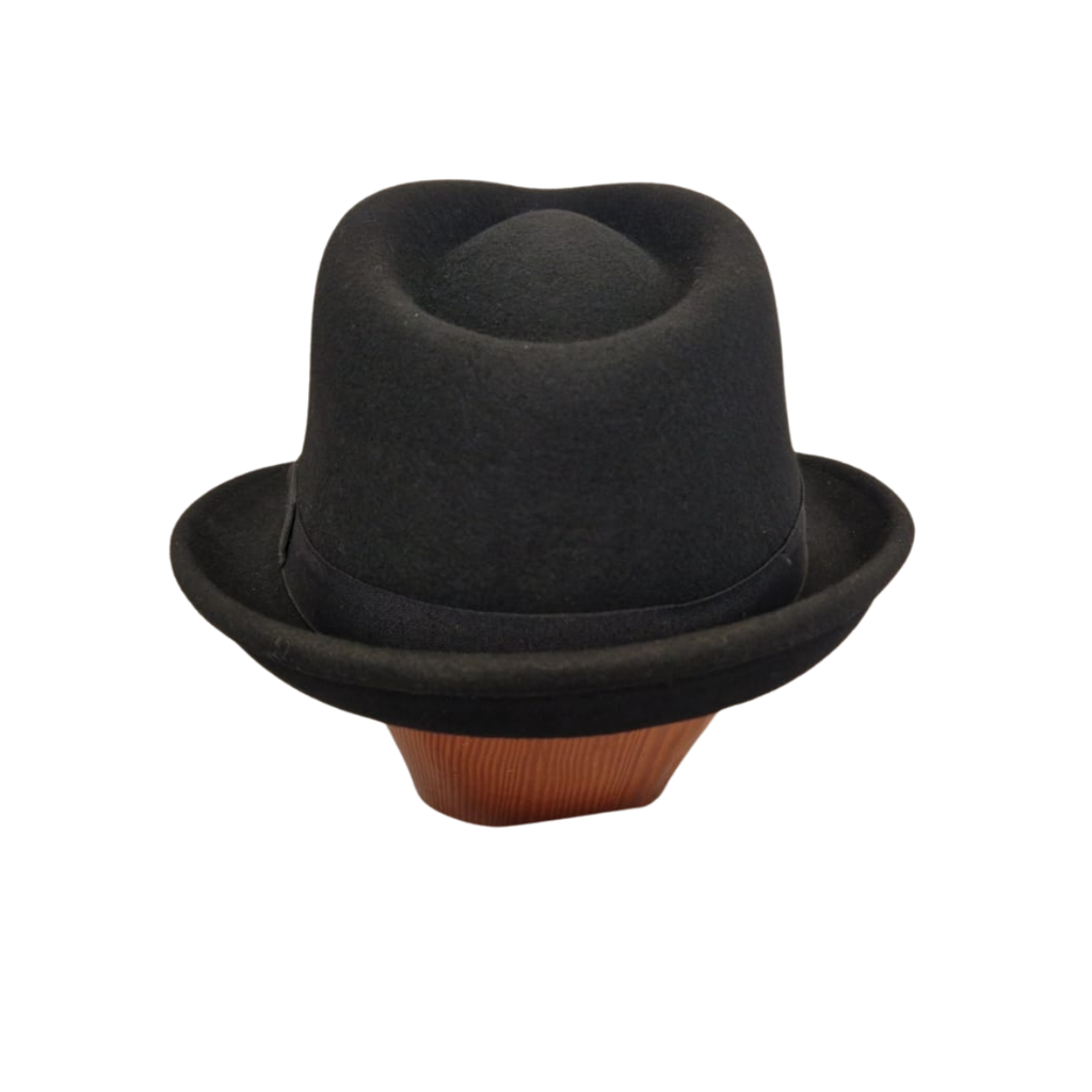 Black 100 % Wool Handmade Trilby back