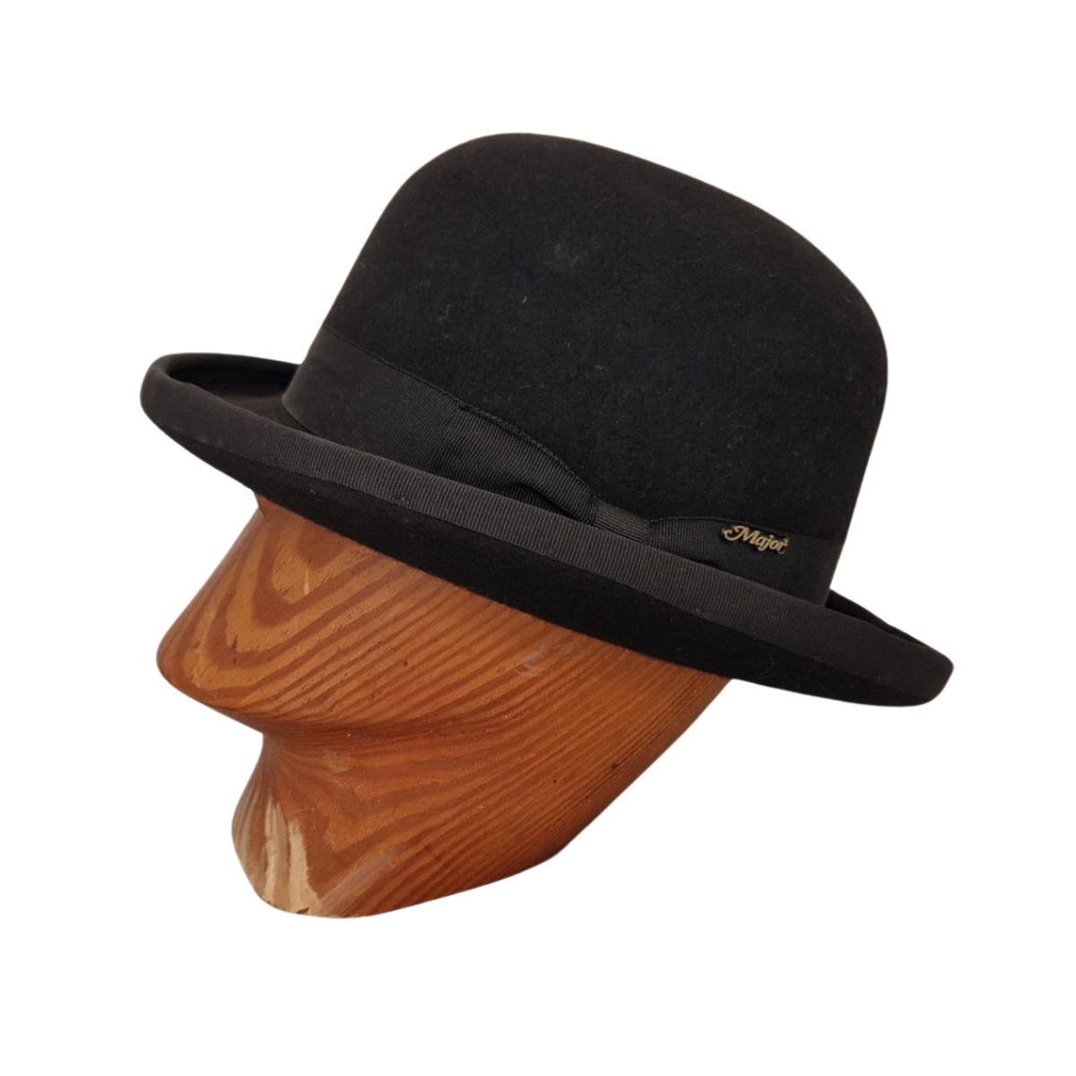 Classic black bowler hat in black side