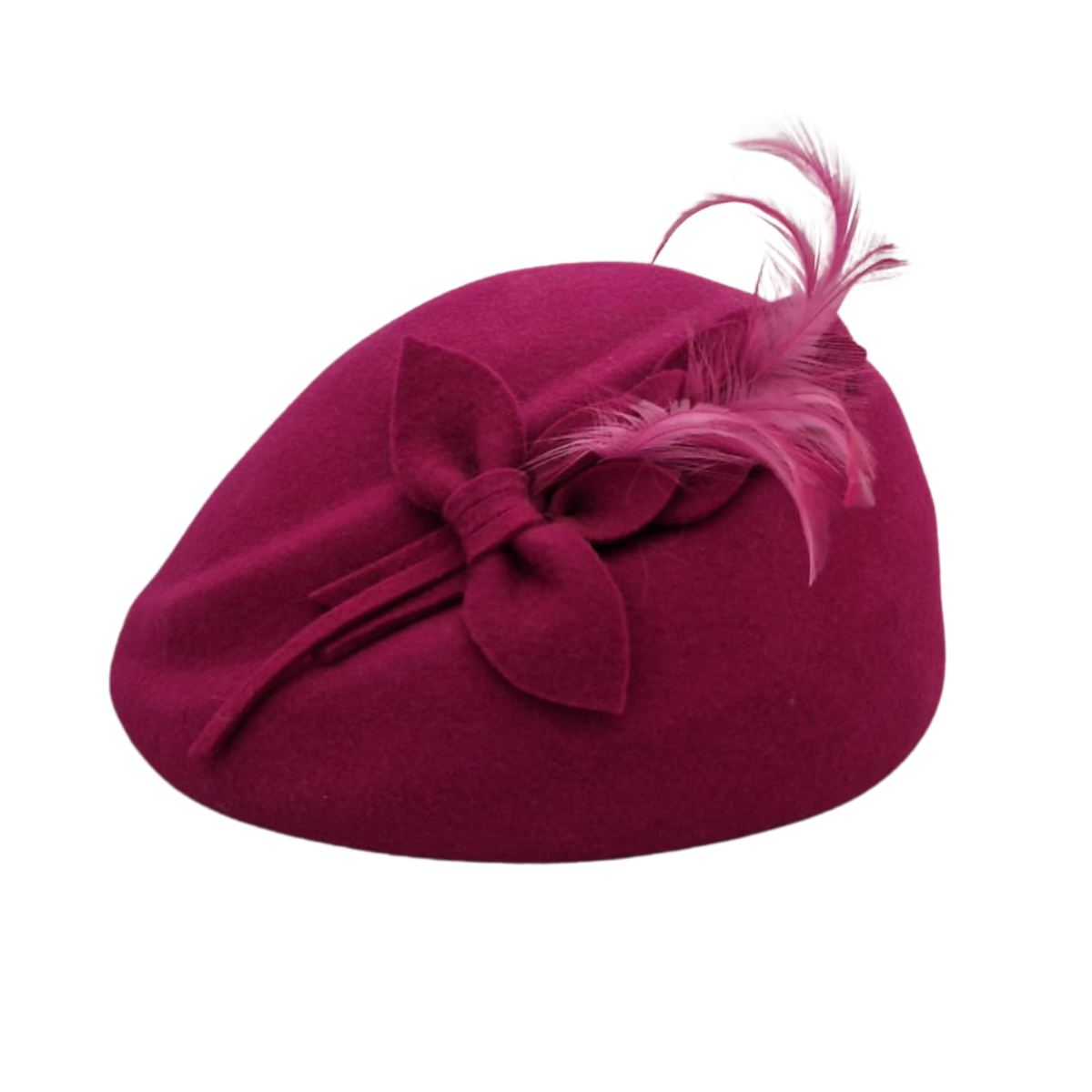 100% Wool Felt Hat in Cerise Pink With Hand Decoration