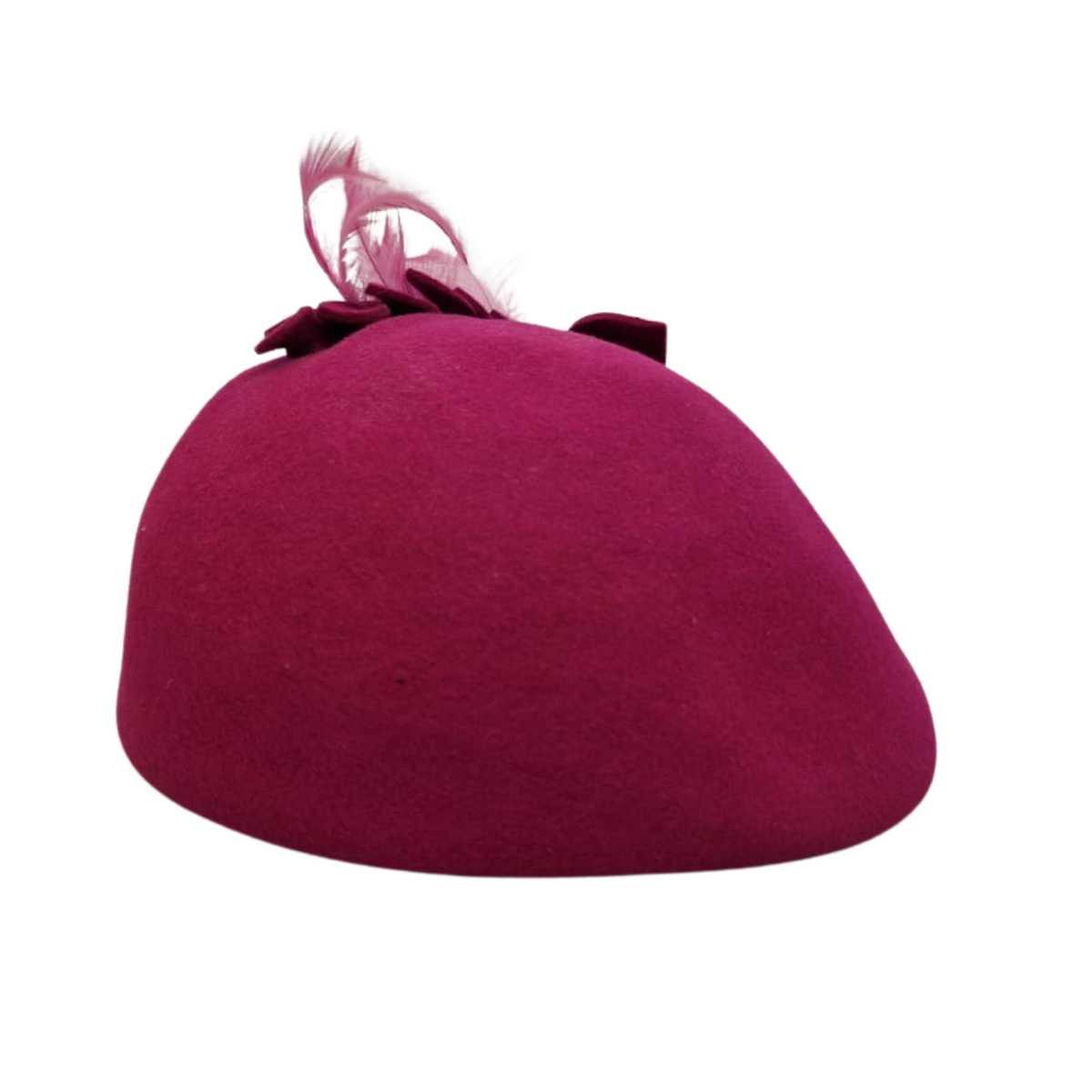 100% Wool Felt Hat in Cerise Pink With Hand Decoration