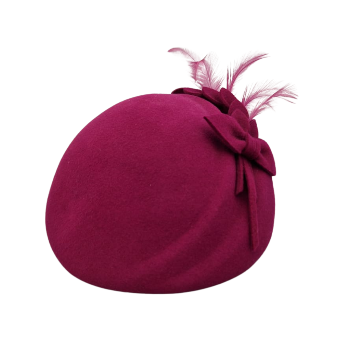 100% Wool Felt Hat in Cerise Pink With Hand Decoration