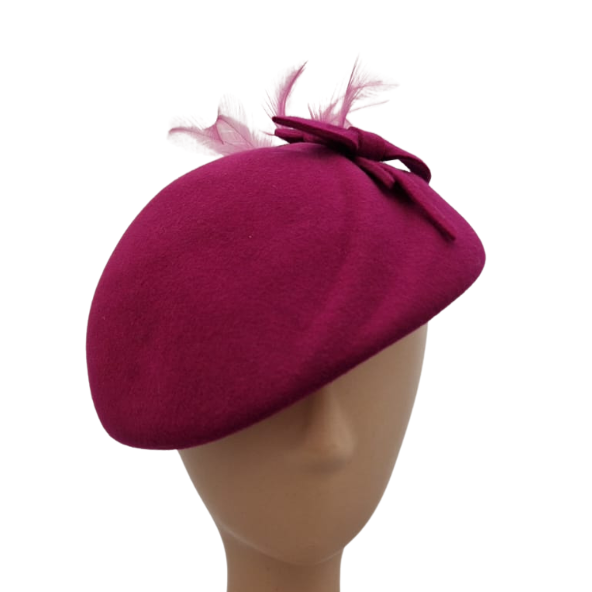 100% Wool Felt Hat in Cerise Pink With Hand Decoration