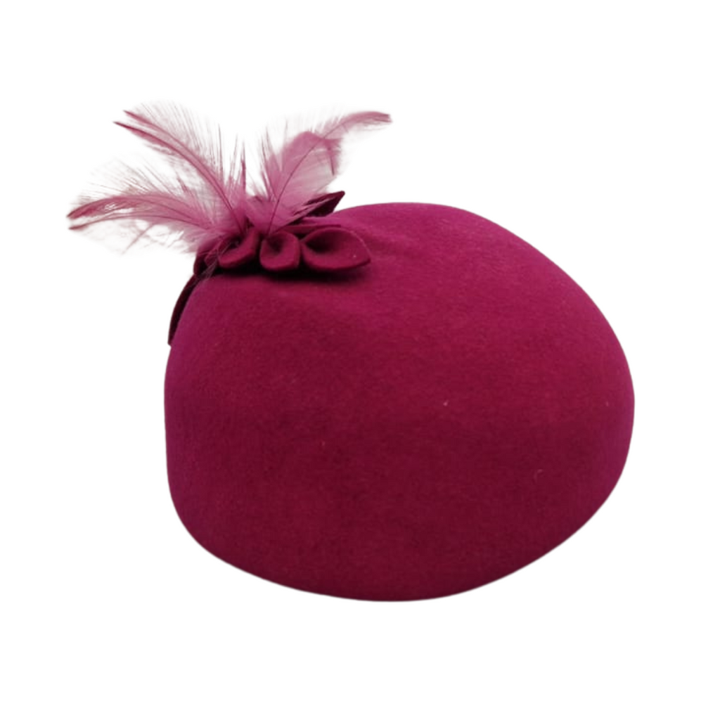 100% Wool Felt Hat in Cerise Pink With Hand Decoration