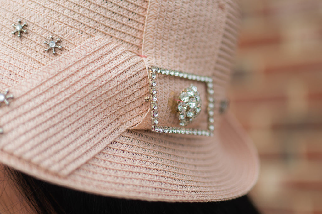 Pale pink , Hand Decorated Cloche Hat