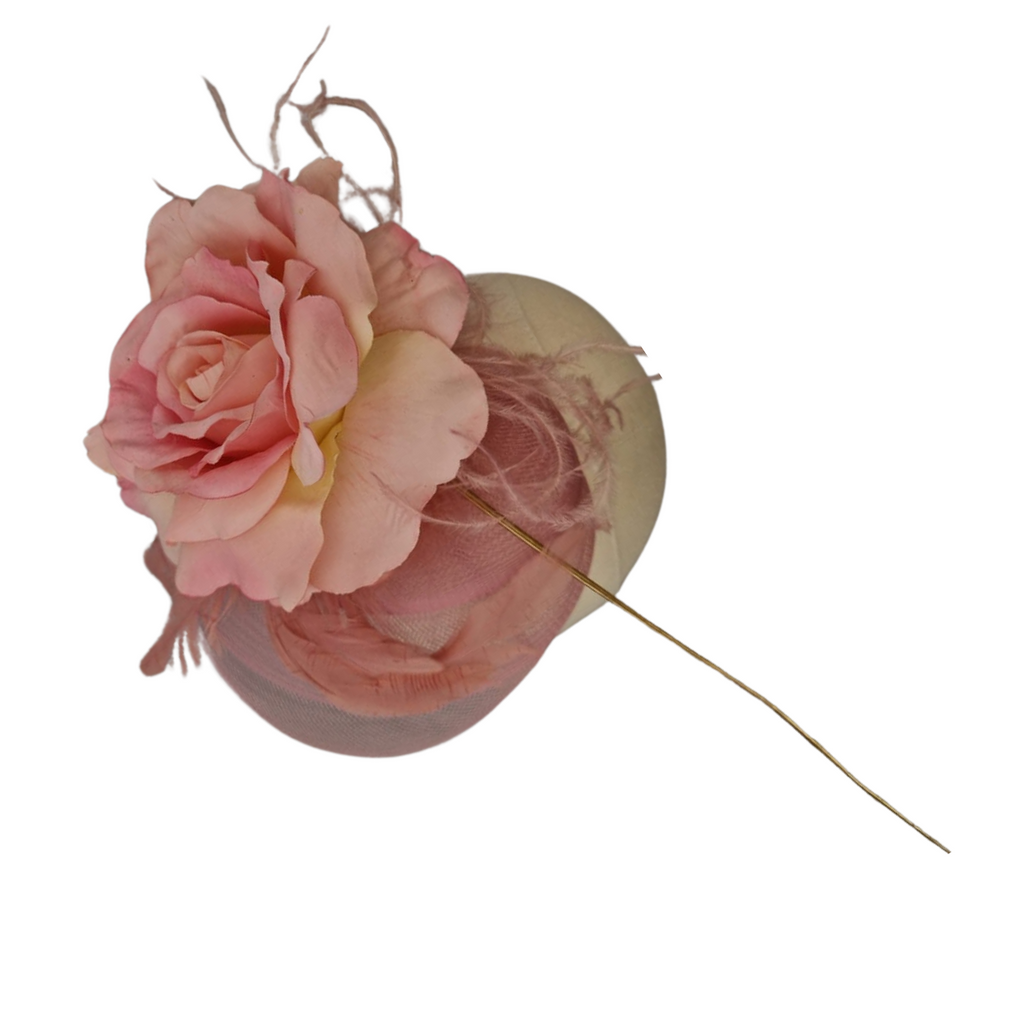 Dusky Pink Silk Rose Fascinator