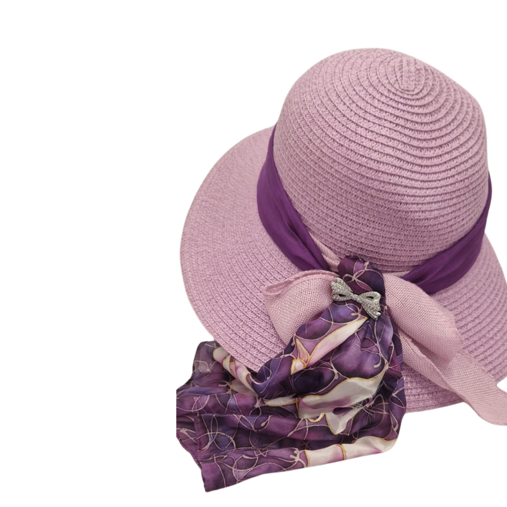 Wide Brim Sun Hat - Lilac & Purple