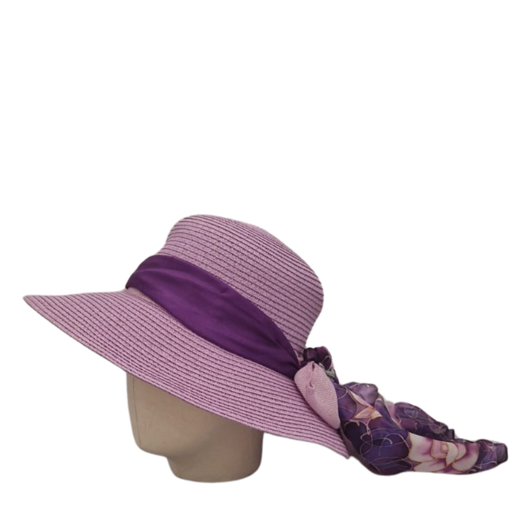 Wide Brim Sun Hat - Lilac & Purple