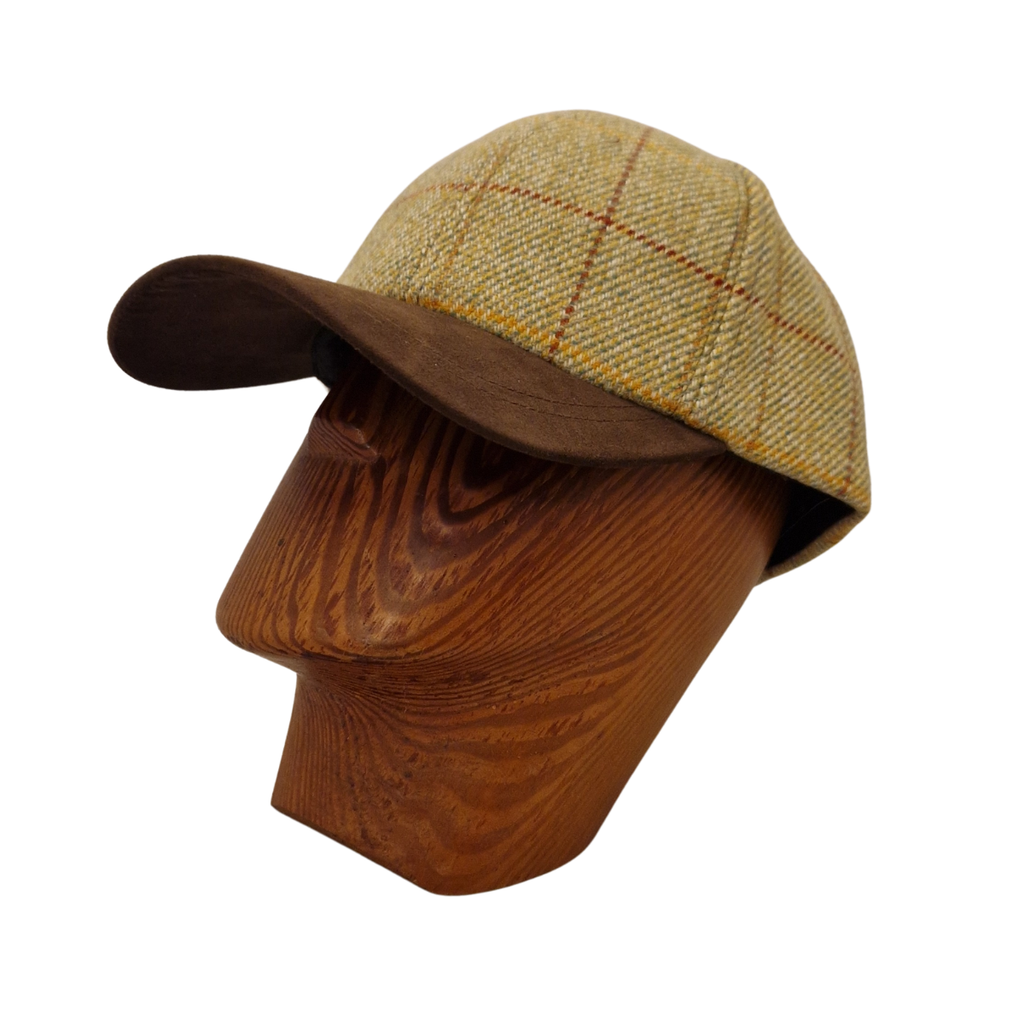 Heather Glencairn Harris Tweed Baseball Cap with Leather Peak