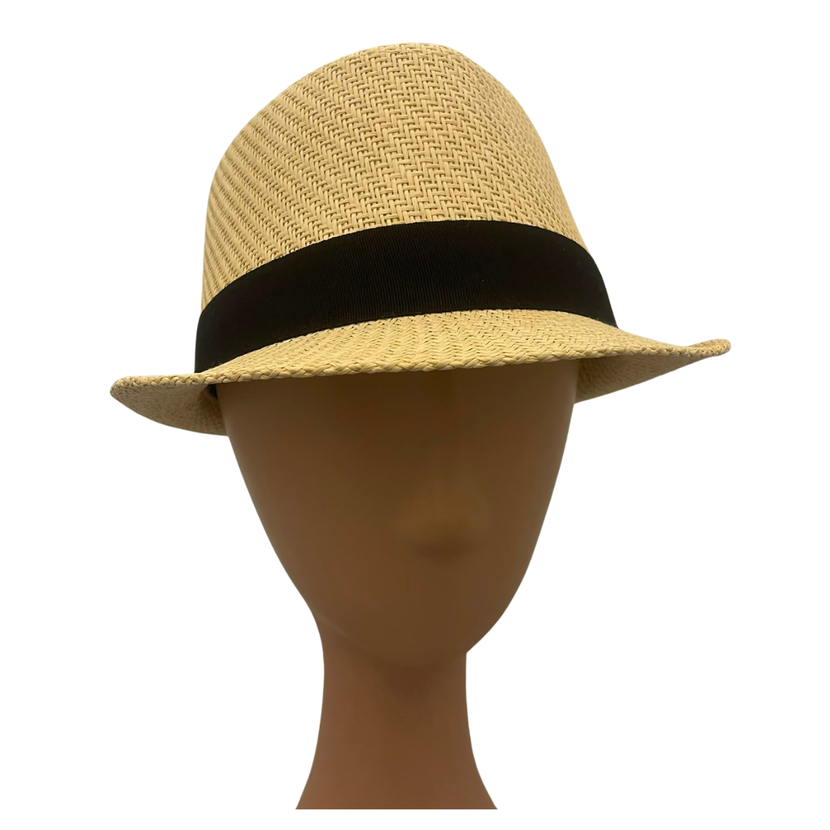 Natural Paper Trilby Hat with Black Band