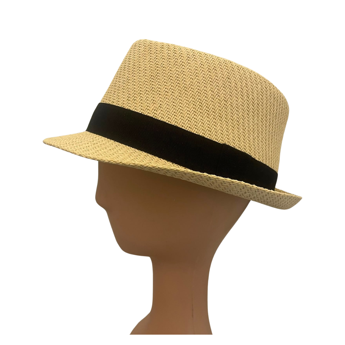 Natural Paper Trilby Hat with Black Band