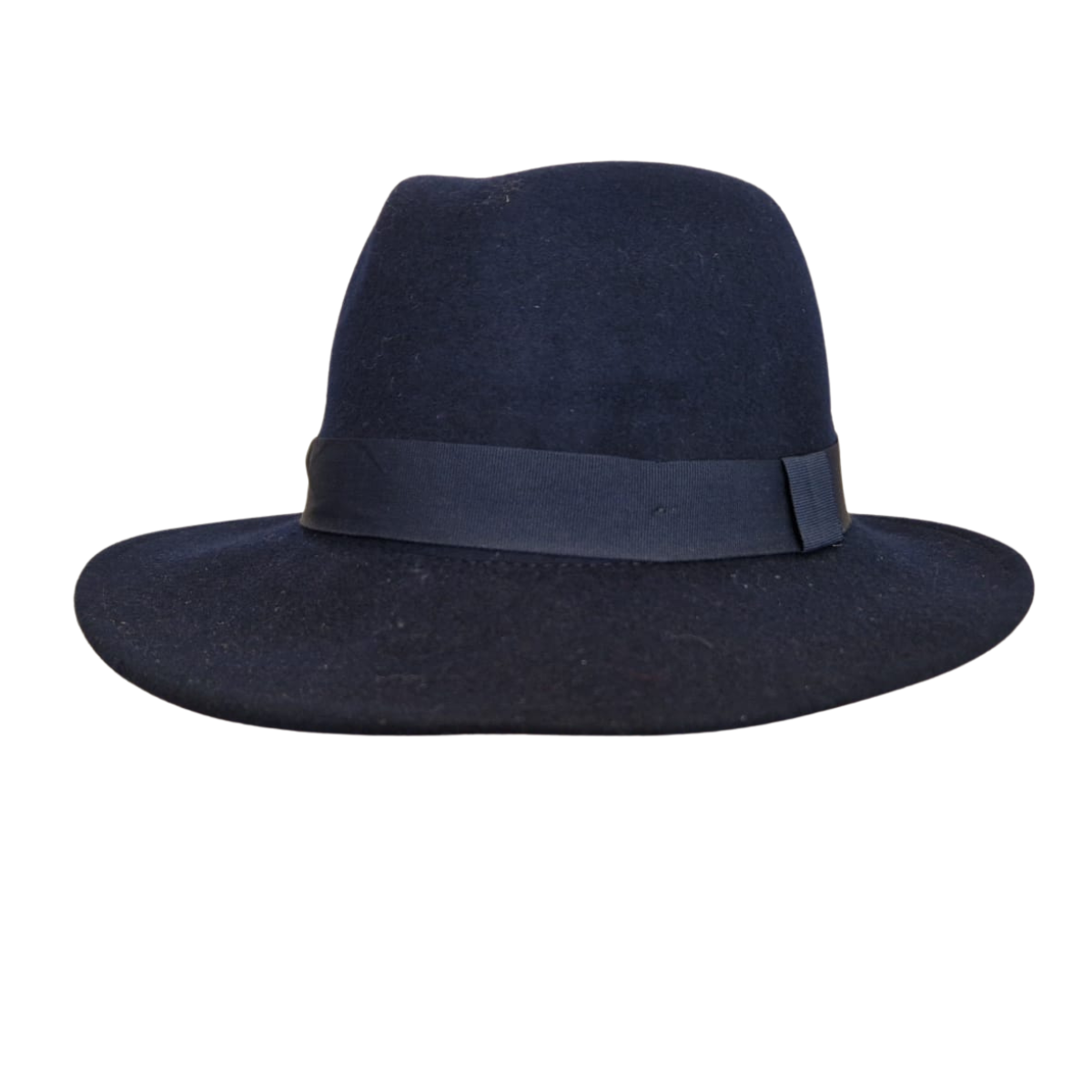 Navy Blue Fedora with Ribbon Band front