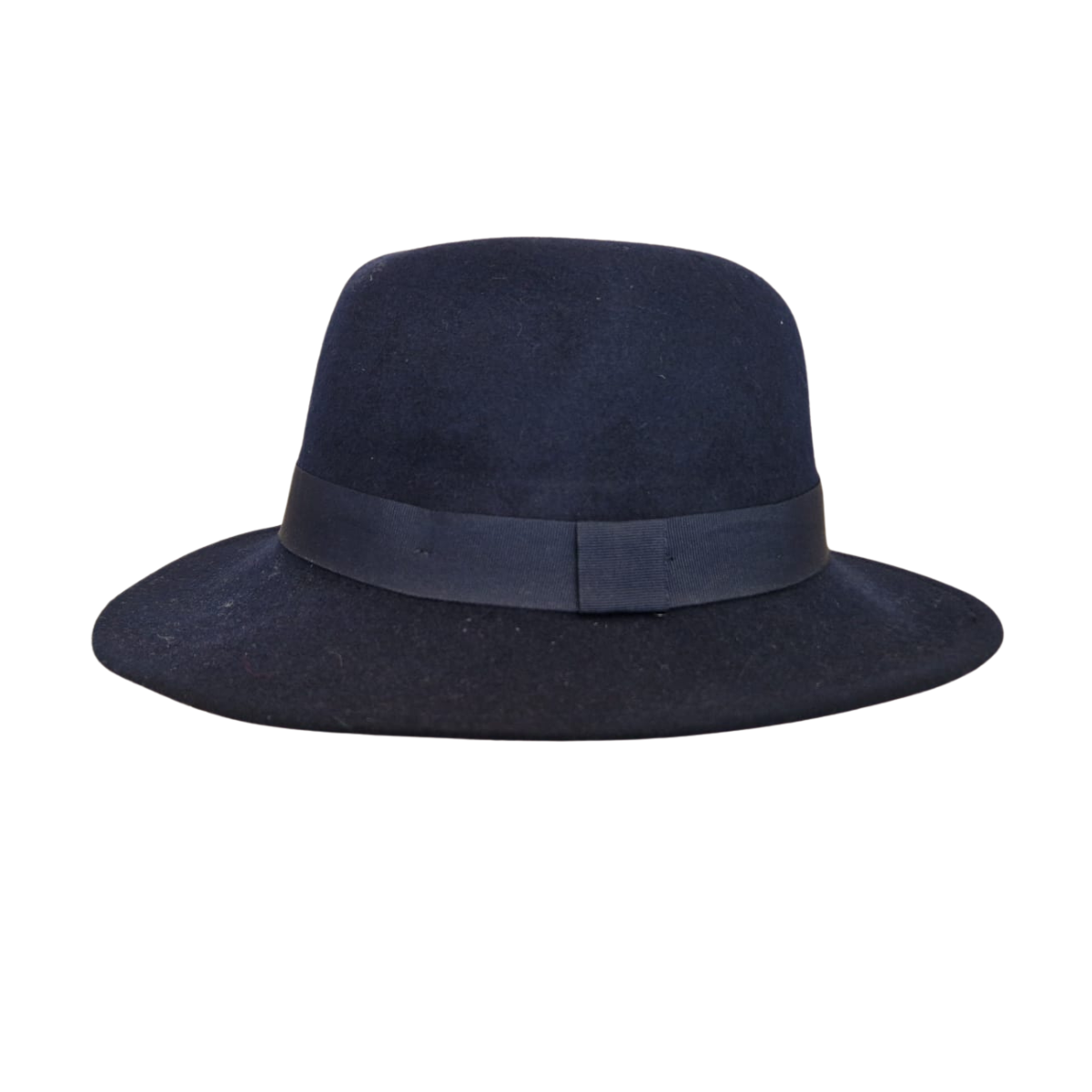 Navy Blue Fedora with Ribbon Band side