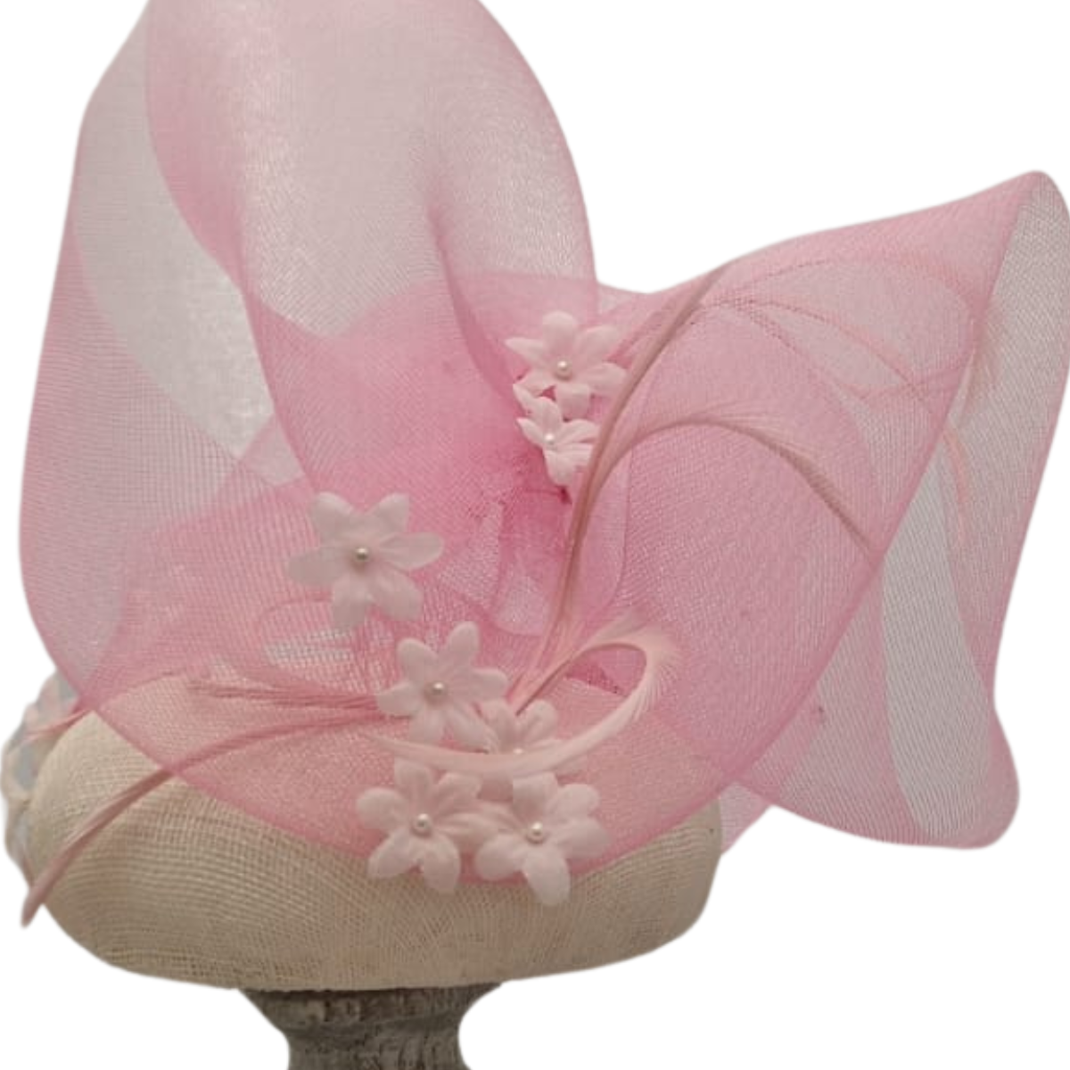 Cloud Nine Pink Net Hat with White Daisy Flowers