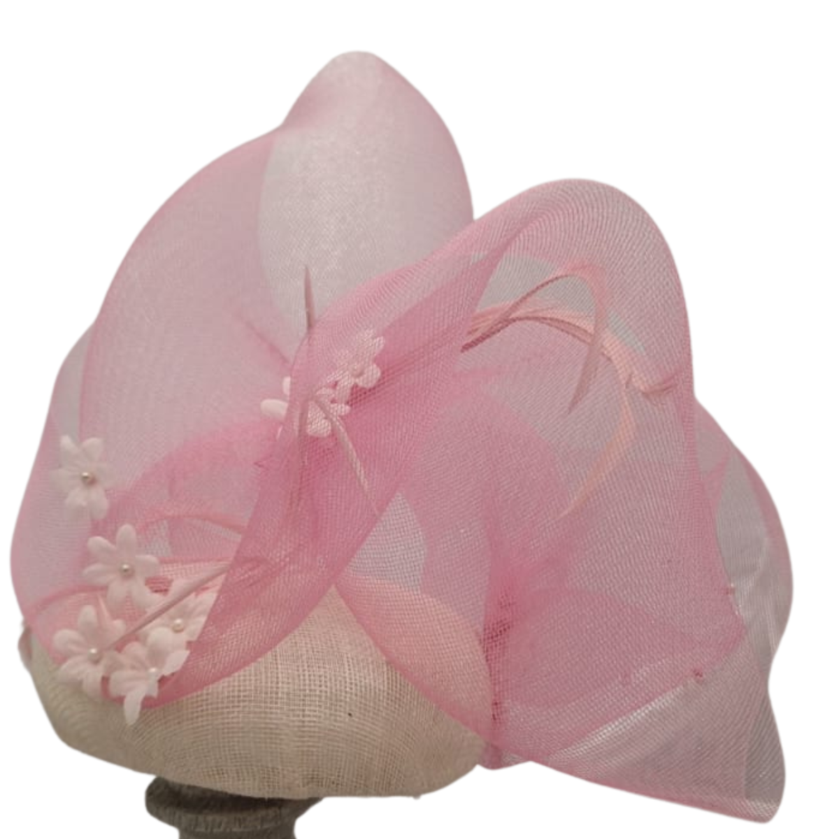 Cloud Nine Pink Net Hat with White Daisy Flowers