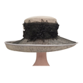 Champagne & Black Floral Lace Occasion Hat front