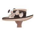 Dusky Pink & Chocolate Picture Hat with Feather & Pearl Trim front