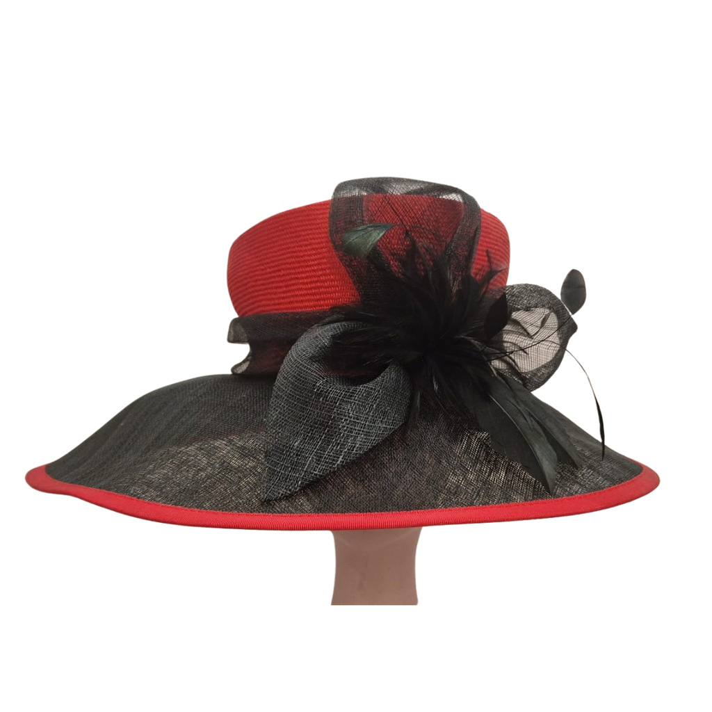 Scarlet & Black Statement Occasion Hat front