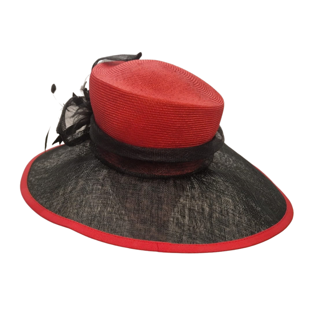 Scarlet & Black Statement Occasion Hat side