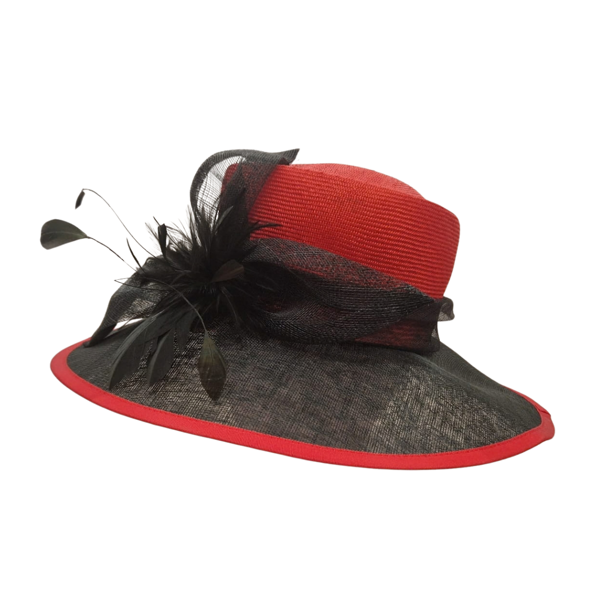 Scarlet & Black Statement Occasion Hat side