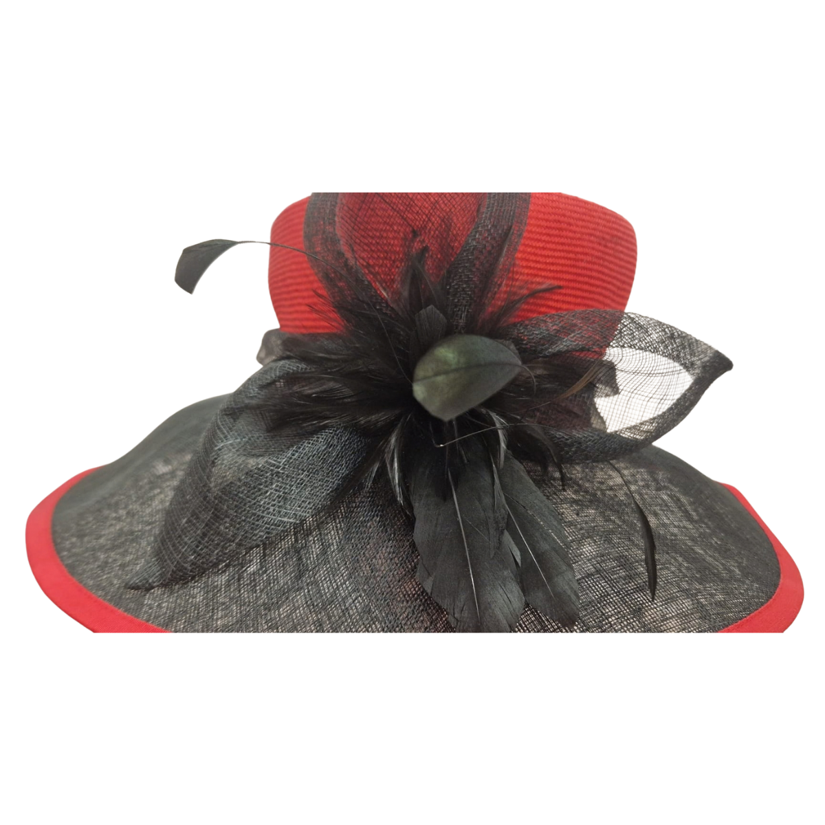 Scarlet & Black Statement Occasion Hat close-up