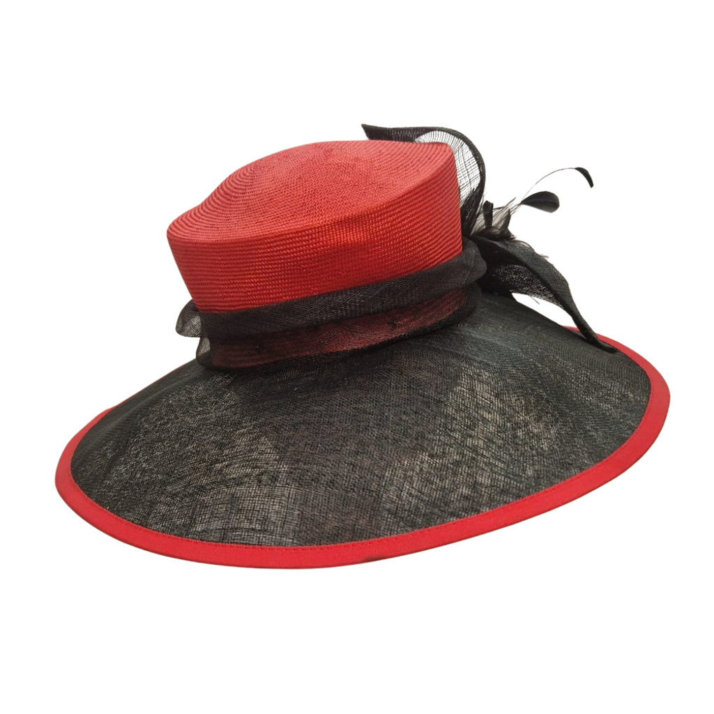 Scarlet & Black Statement Occasion Hat back